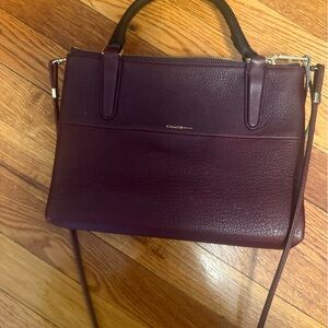 Burgundy/Purple three zipper coach bag